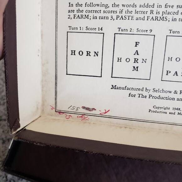 VTG‎ 1953 Scrabble Game Selchow And Righter All 100 Tiles Rare Dark Wood Holders - Picture 8 of 14